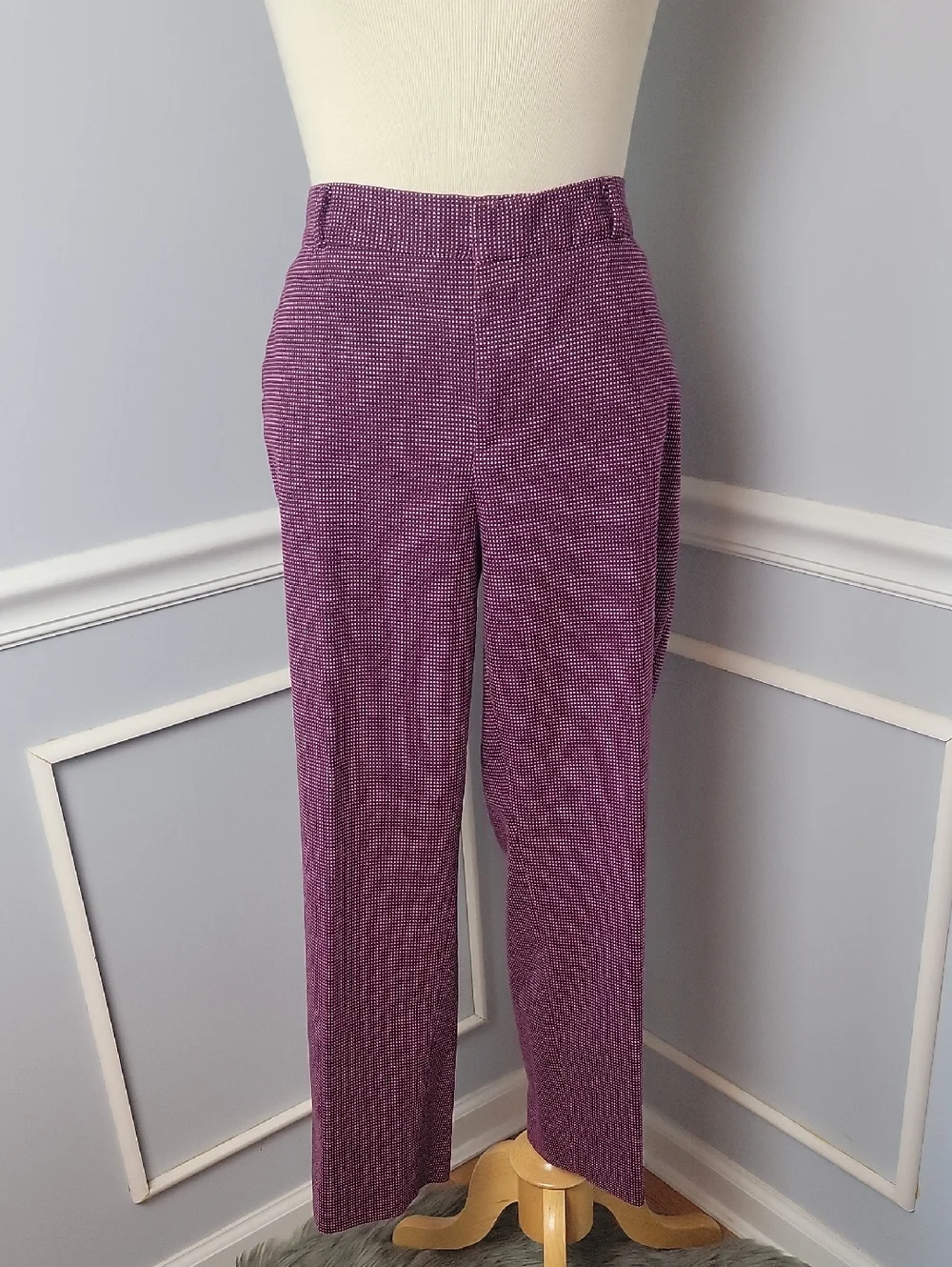 BANANA REPUBLIC Avery Purple White Polka Dot Ankle Cropped Professional Pants 14